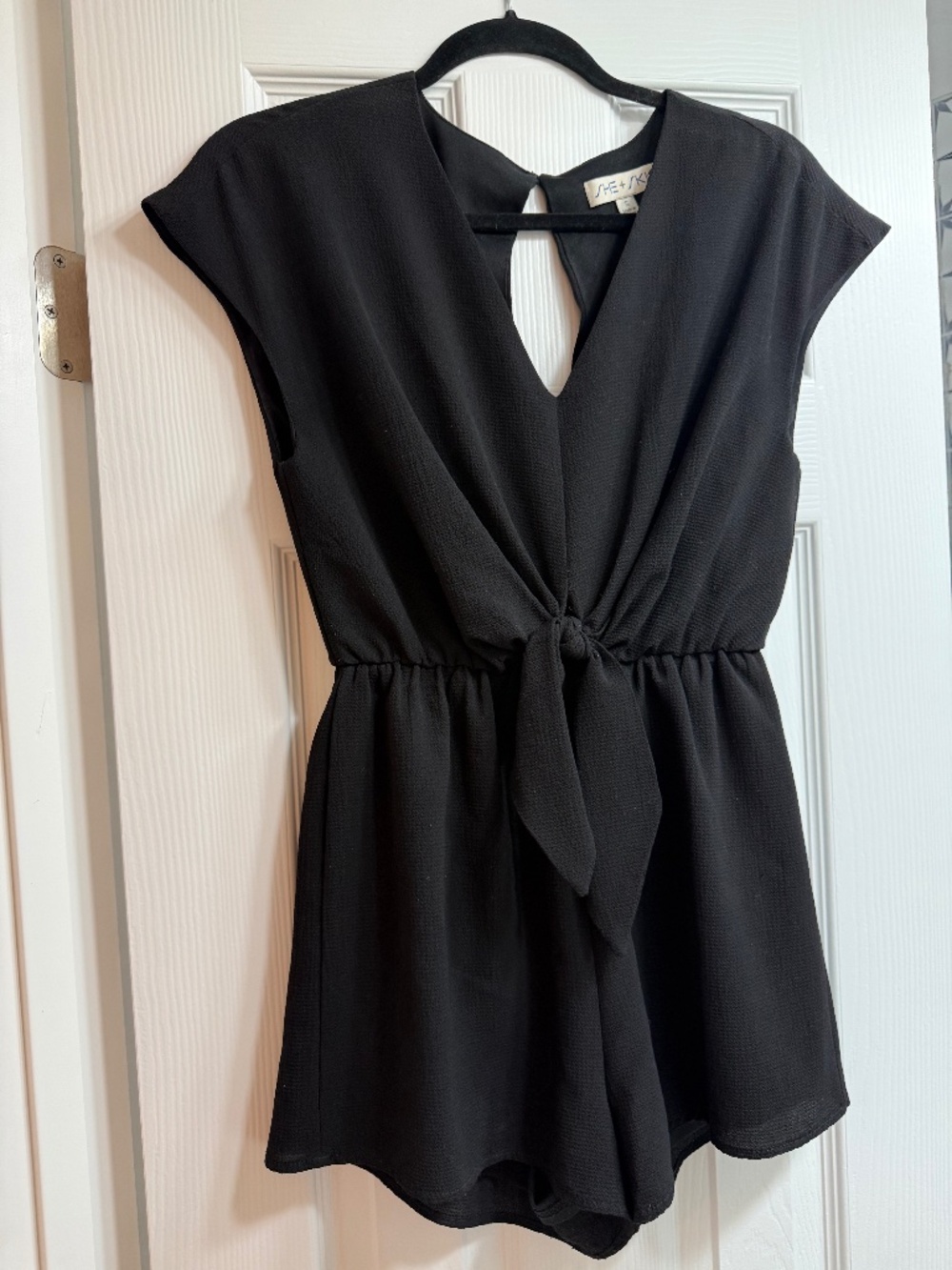 Black Front Tie Detail Romper
